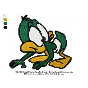 130x180 Sweet Plucky Duck Embroidery Design Instant Download